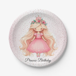 Aquarell Rosa Princess Baby Dusche Party Niedlich Pappteller