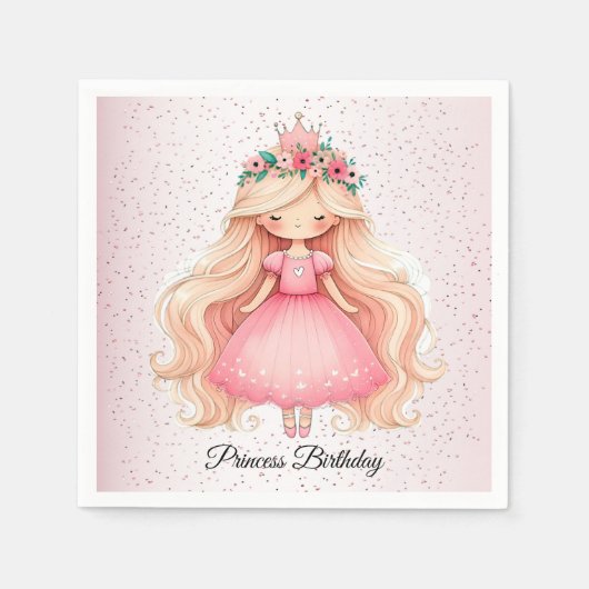 Aquarell Rosa Princess Baby Dusche Party Niedlich Serviette (Vorderseite)