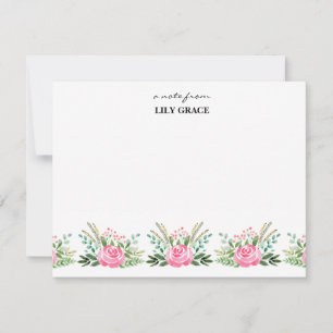 Aquarell-Rosa Rose und elegante Eukalyptus Mitteilungskarte