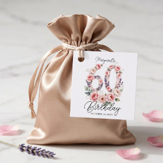 Aquarell-Rosa-Rosen-Blumen-60. Geburtstag Geschenkanhänger