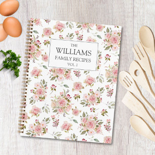 Aquarell-Rosa-Rosen-Blumen-Blumen-Familien-Rezept  Notizblock