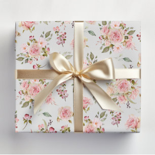 Aquarell-Rosa-Rosen-Blumen-Blumenmuster Geschenkpapier