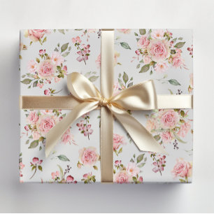 Aquarell-Rosa-Rosen-Blumen-Blumenmuster Geschenkpapier Set