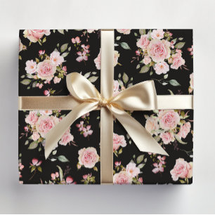 Aquarell-Rosa-Rosen-Blumen-Blumenmuster Geschenkpapier Set