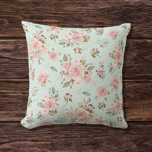 Aquarell-Rosa-Rosen-Blumen-Blumenmuster Kissen