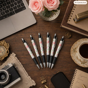 Aquarell-Rosa-Rosen-Botanikstift für Schreiber Kugelschreiber