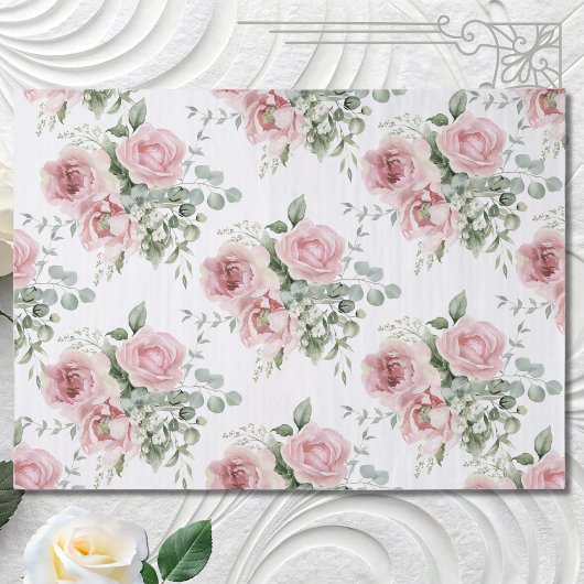 Aquarell-Rosa-Rosen-Decoupage  Seidenpapier