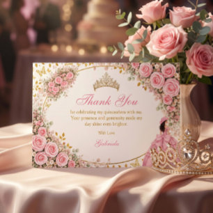 Aquarell-Rosa-Rosen-Goldener-Schmetterling-Quincea Dankeskarte