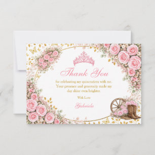 Aquarell-Rosa-Rosen-Goldener-Schmetterling-Quincea Dankeskarte