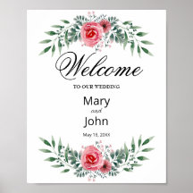 Aquarell Rosa Rosen Grünzeug Blattwerk Hochzeit