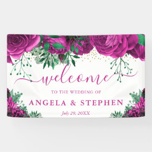 Aquarell-Rosa-Rosen-Hochzeitsbegrüßung Banner