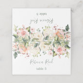 Aquarell, rosa Rosen Hochzeitstisch Platzkarte (Außenseite Aufgefaltet)