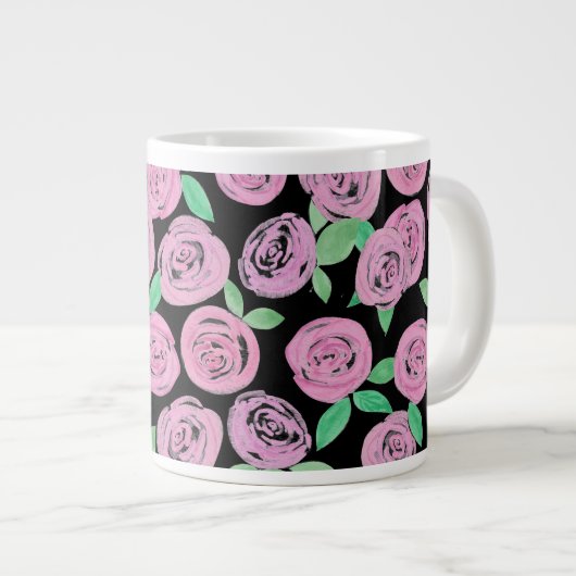 Aquarell, rosa Rosen Jumbo-Tasse (Vorderseite Rechts)