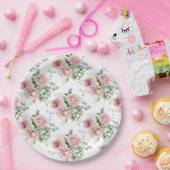 Aquarell-Rosa-Rosen-Muster Pappteller (Party)