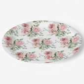 Aquarell-Rosa-Rosen-Muster Pappteller (Schrägansicht)