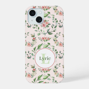 Aquarell-Rosa-Rosen personalisiert iPhone 15 Hülle