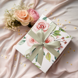 Aquarell-Rosa-Rosen-Set aus 3 Verpackungsbögen Geschenkpapier Set