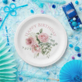 Aquarell-Rosa-Rosenmuster Pappteller (Party)