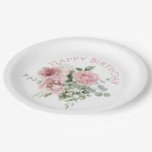 Aquarell-Rosa-Rosenmuster Pappteller (Schrägansicht)