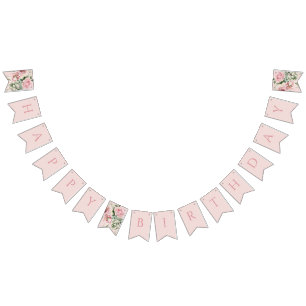 Aquarell-Rosa-Rosenmuster Wimpelkette