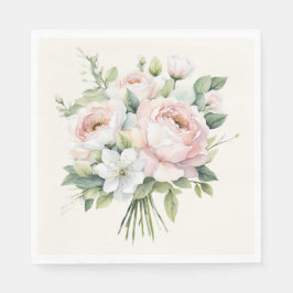 Aquarell-Rosa-Rosenstrauß Serviette
