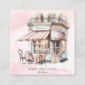 Aquarell, Rosa rot, Bäckerei QR-Code Quadratische Visitenkarte (Vorderseite)