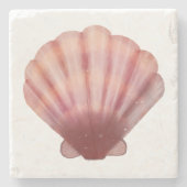 Aquarell Rosa Scallope Seashell Stone Untersetzer (Vorderseite)