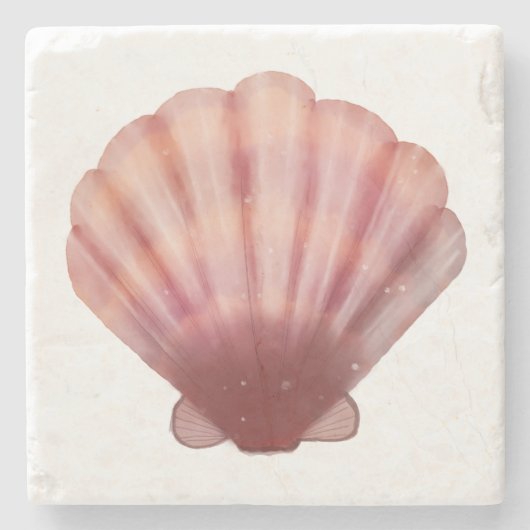 Aquarell Rosa Scallope Seashell Stone Untersetzer (Vorderseite)