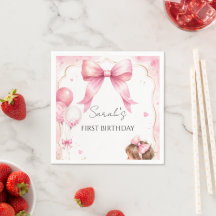 Aquarell Rosa Schleife Baby Mädchen Geburtstag