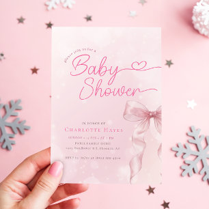 Aquarell-Rosa-Schleife-Baby-Party Einladung