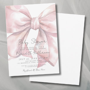 Aquarell Rosa Schleife Baby Shower Einladung