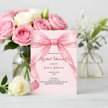Aquarell Rosa Schleife Brautparty