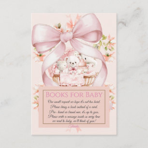 Aquarell Rosa Schleife Bücher für Baby-Anfragekart Begleitkarte