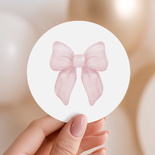 Aquarell-Rosa-Schleife Coquette-Stil Runder Aufkleber