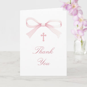 Aquarell Rosa Schleife Heiliges Kreuz Religiöse Da Karte