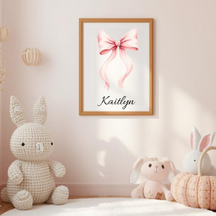 Aquarell-Rosa-Schleife Personalisiertes Kinderzimm Poster