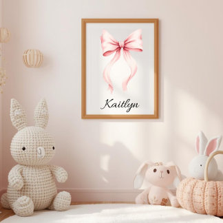 Aquarell-Rosa-Schleife Personalisiertes Kinderzimm Poster