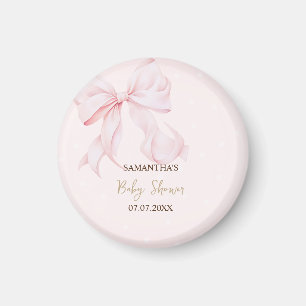 Aquarell Rosa Schleife Rosa Punkte Baby Shower Magnet