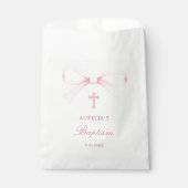 Aquarell Rosa Schleife Taufe Geschenktütchen (Vorderseite)