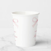 Aquarell Rosa Schleife Taufe Pappbecher (Links)