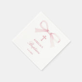 Aquarell Rosa Schleife Taufe Serviette (Ecke)