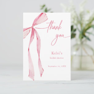 Aquarell-Rosa-Schleifen-Brautparty Dankeskarte