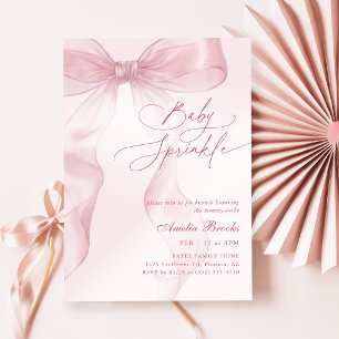 Aquarell-Rosa-Schleifen-Mädchen-Baby-Party Einladung