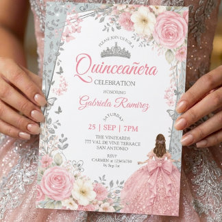 Aquarell-Rosa-Schmetterlinge Quinceañera Einladung