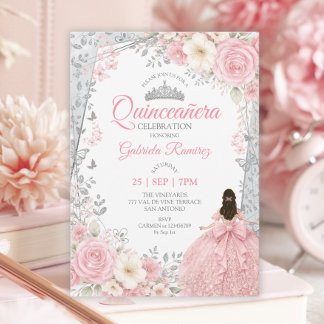 Aquarell-Rosa-Schmetterlinge Quinceañera Einladung