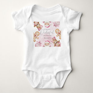 Aquarell Rosa Schnee 1. Geburtstag Weihnachten Baby Strampler
