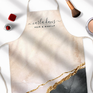 Aquarell Rosa Schwarz Gold Marmor Geschäft Schürze