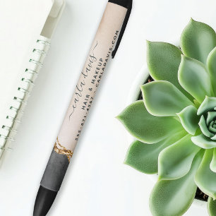 Aquarell Rosa Schwarz Gold Marmor Schrift Salon Kugelschreiber