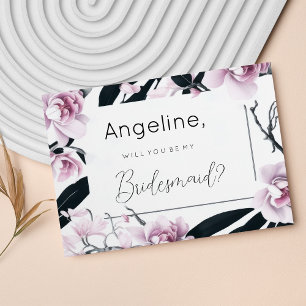 Aquarell rosa schwarze Orchideen Blumen Brautjungf Einladung