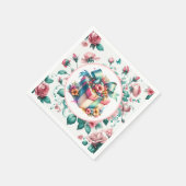 Aquarell Rosa Shabby Chic Blumengeburt Serviette (Ecke)